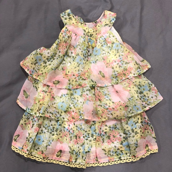 COPY - EUC Blueberi Floral High Neck Tiered Dress With Flower Size 12M - Picture 8 of 10